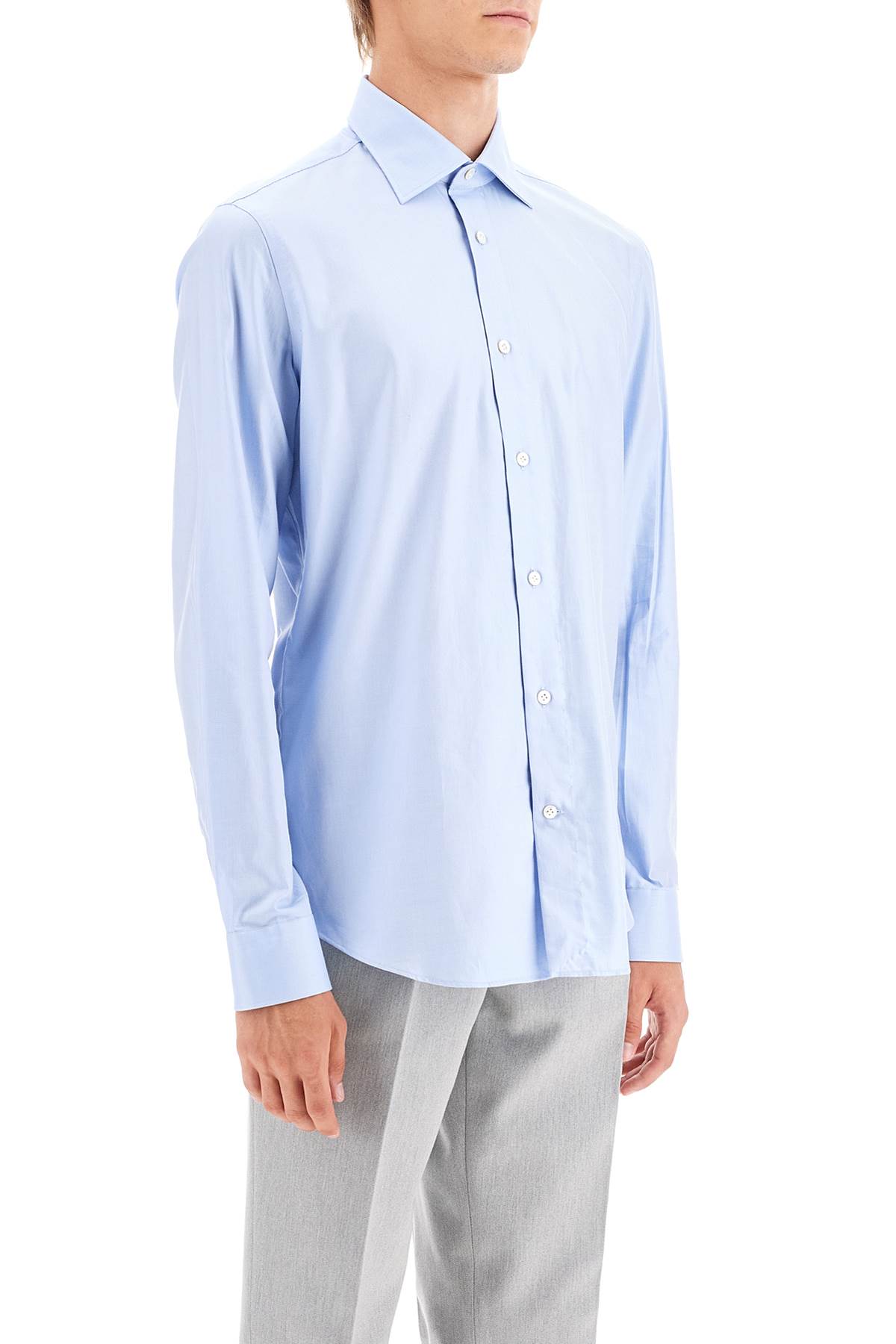 Shop Vincenzo Di Ruggiero Slim Fit Twill Shirt For Men In Azzurro 2 (light Blue)