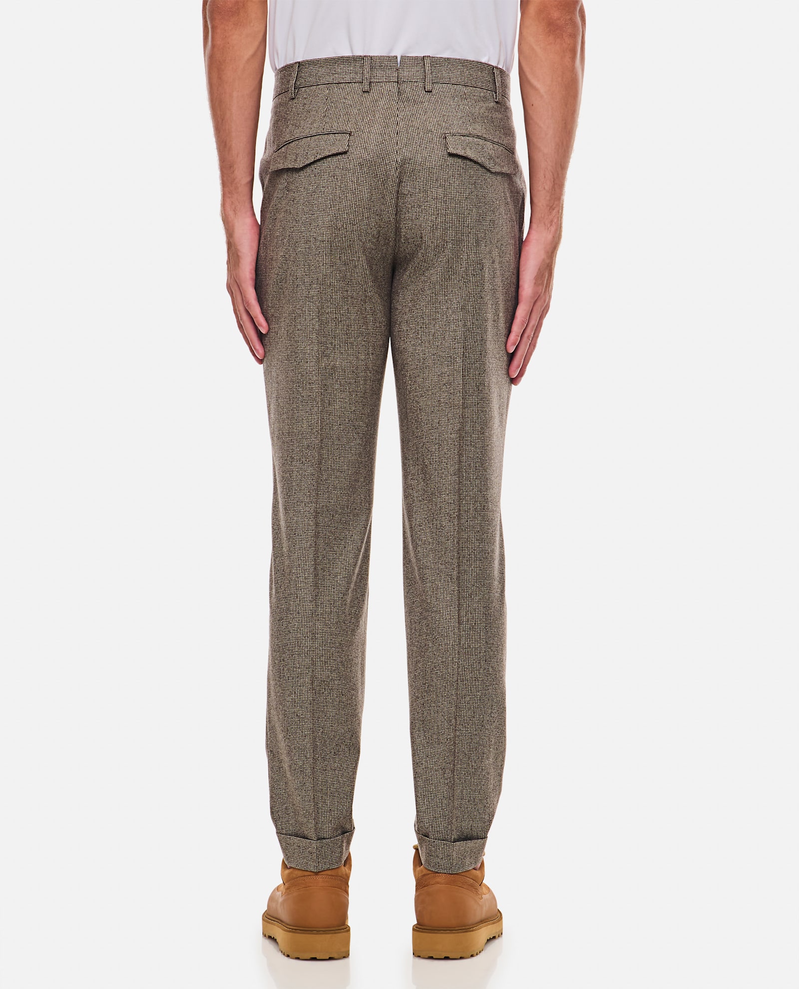 Pt Torino Pleated Check Trousers In Beige