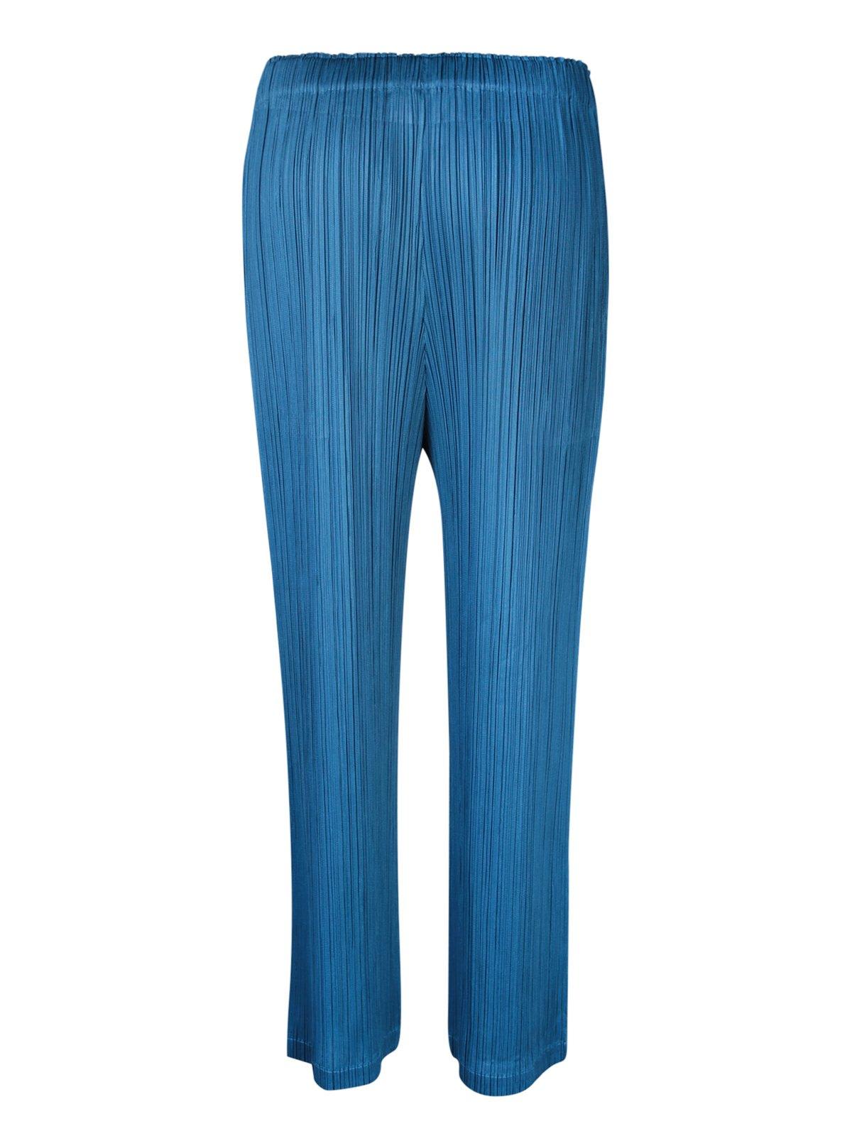 Shop Issey Miyake Mc August Elasticated Waistband Pleated Trousers In Blue