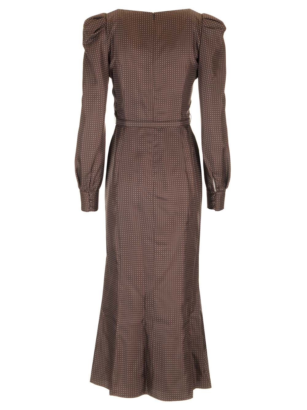 Shop Alessandra Rich Brown Silk Twill Long Dress