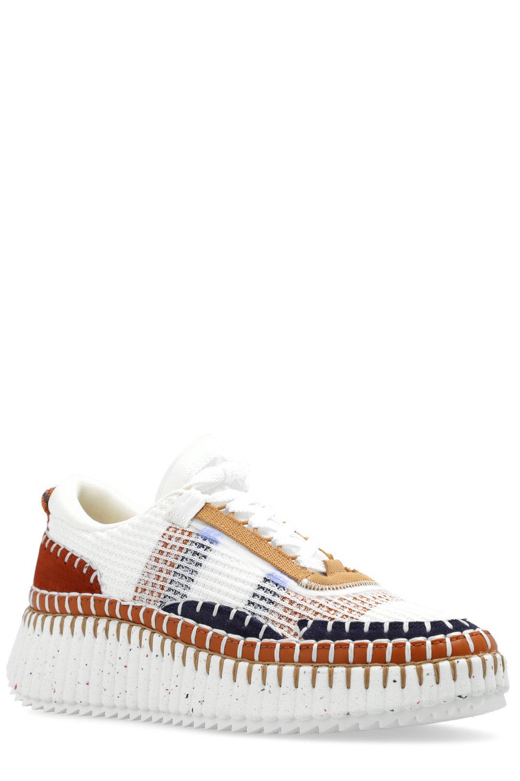 Shop Chloé Nama Lace-up Sneakers In Red