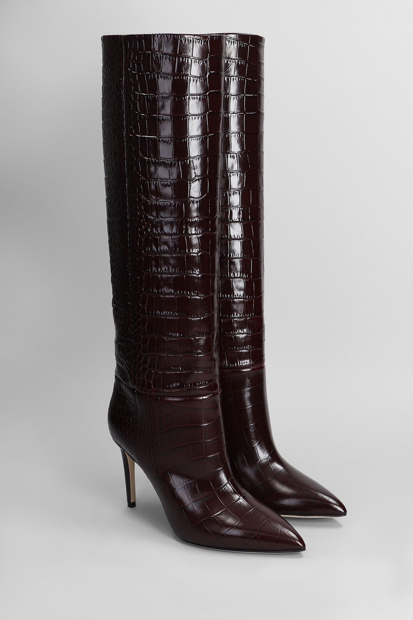 Shop Paris Texas High Heels Boots In Bordeaux Leather