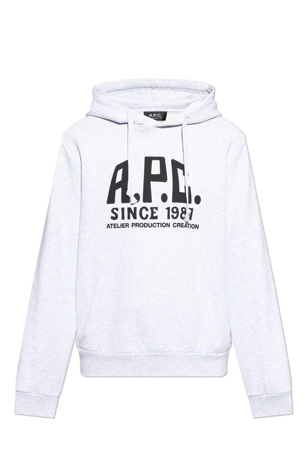 A. P.C. Logo Printed Drawstring Hoodie