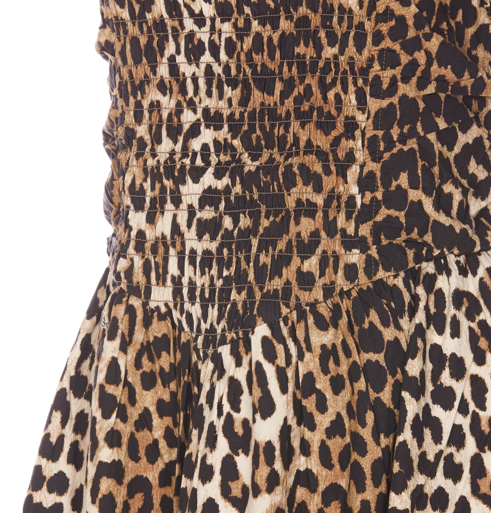 Shop Ganni Leopard Print Midi Dress In Brown