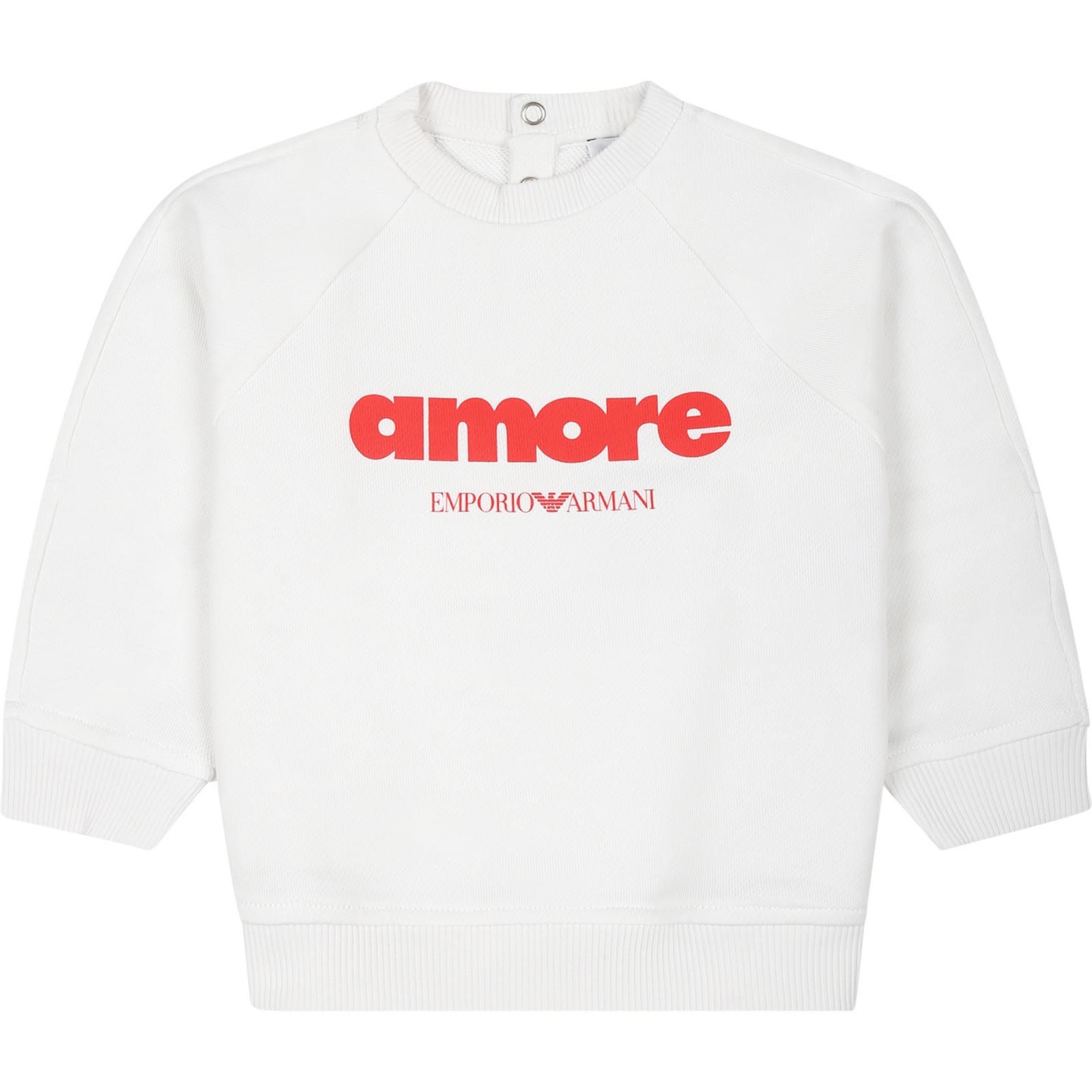 Shop Emporio Armani Ivory Sweatshirt For Babykids With Love Writing