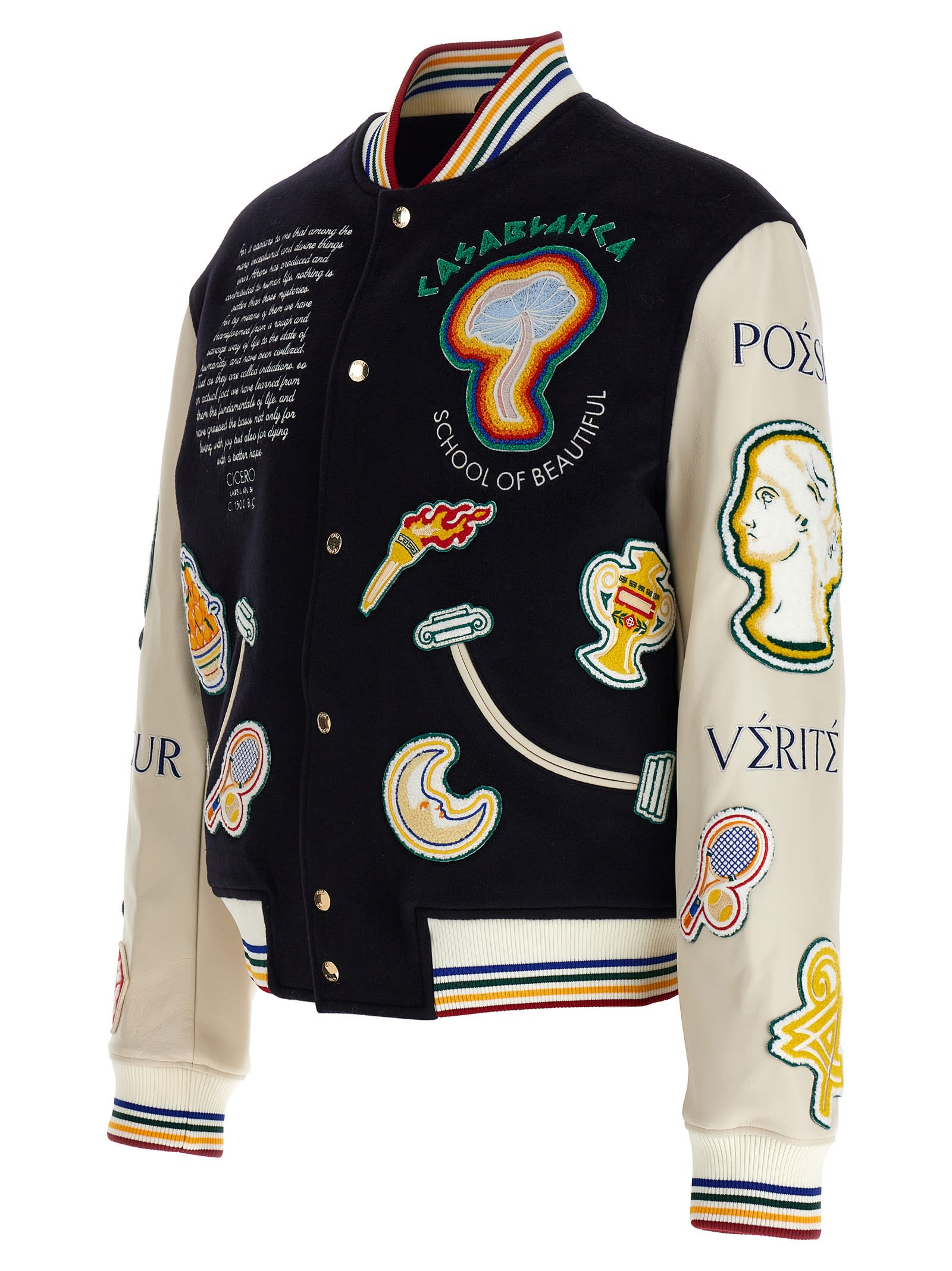 Shop Casablanca Chenille Embroidered Patchwork Bomber Jacket In Multicolor