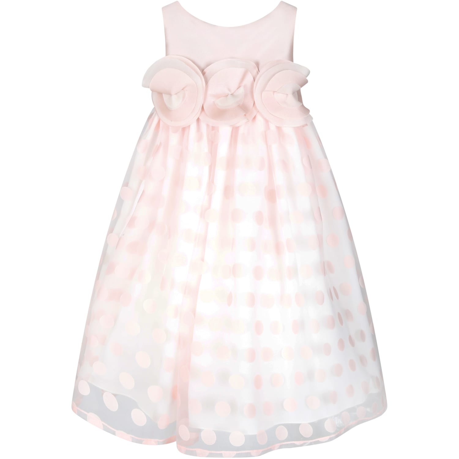La stupenderia Pink Dress For Girl With Polka-dots
