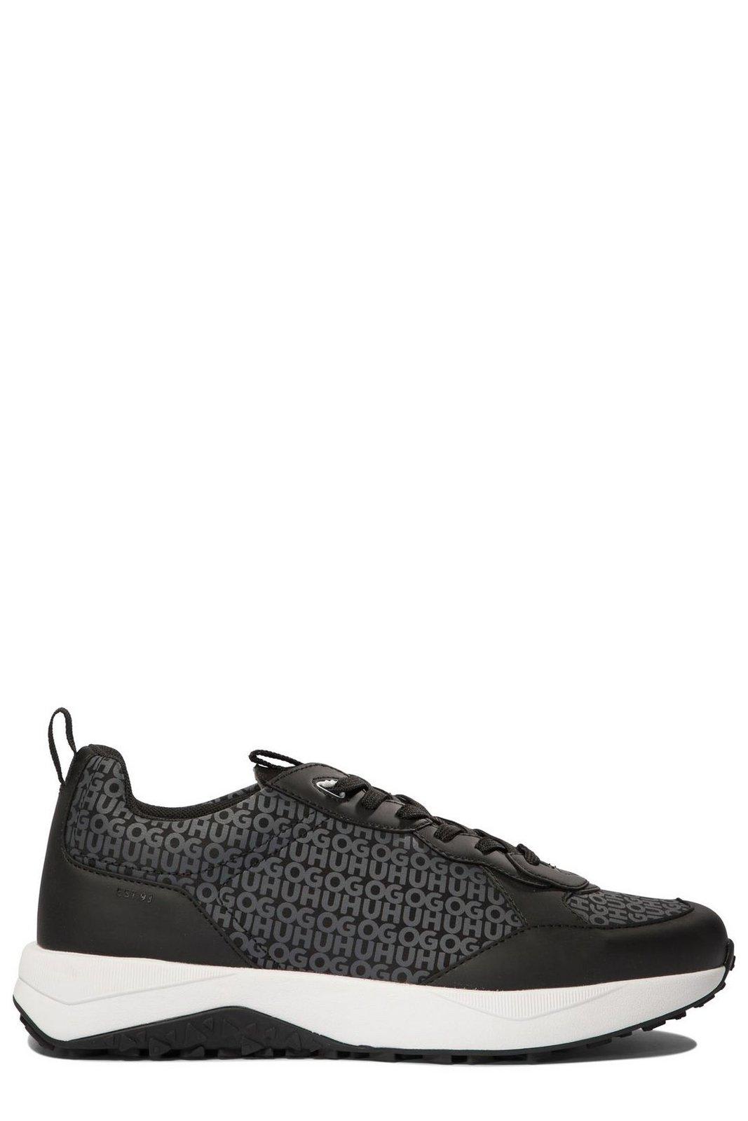 HUGO BOSS KANE MONOGRAM PRINTED LACE-UP SNEAKERS