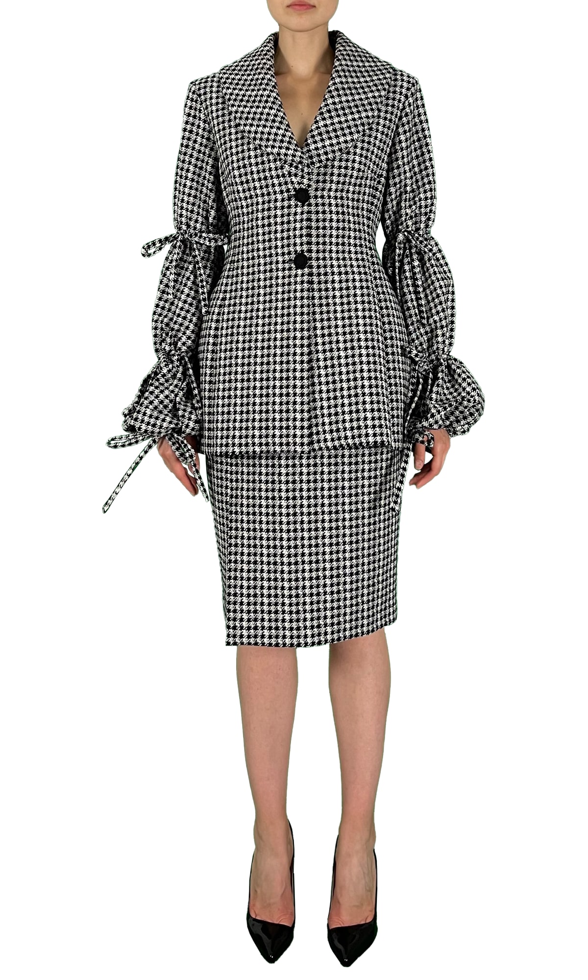 Sara Battaglia Houndstooth Single-breasted Blazer In Pied De Poule