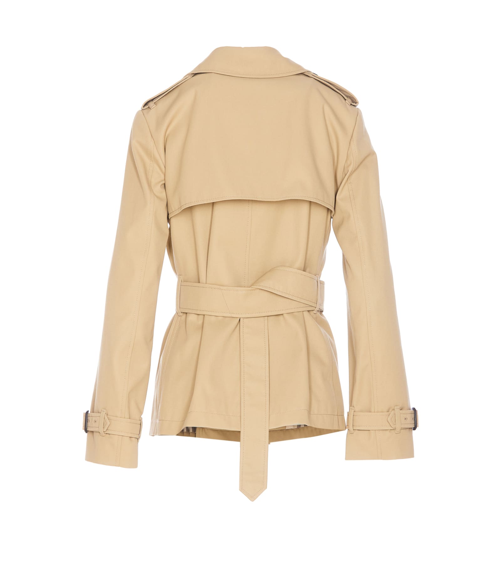Burberry Short Trench Coat With Belt In Beige