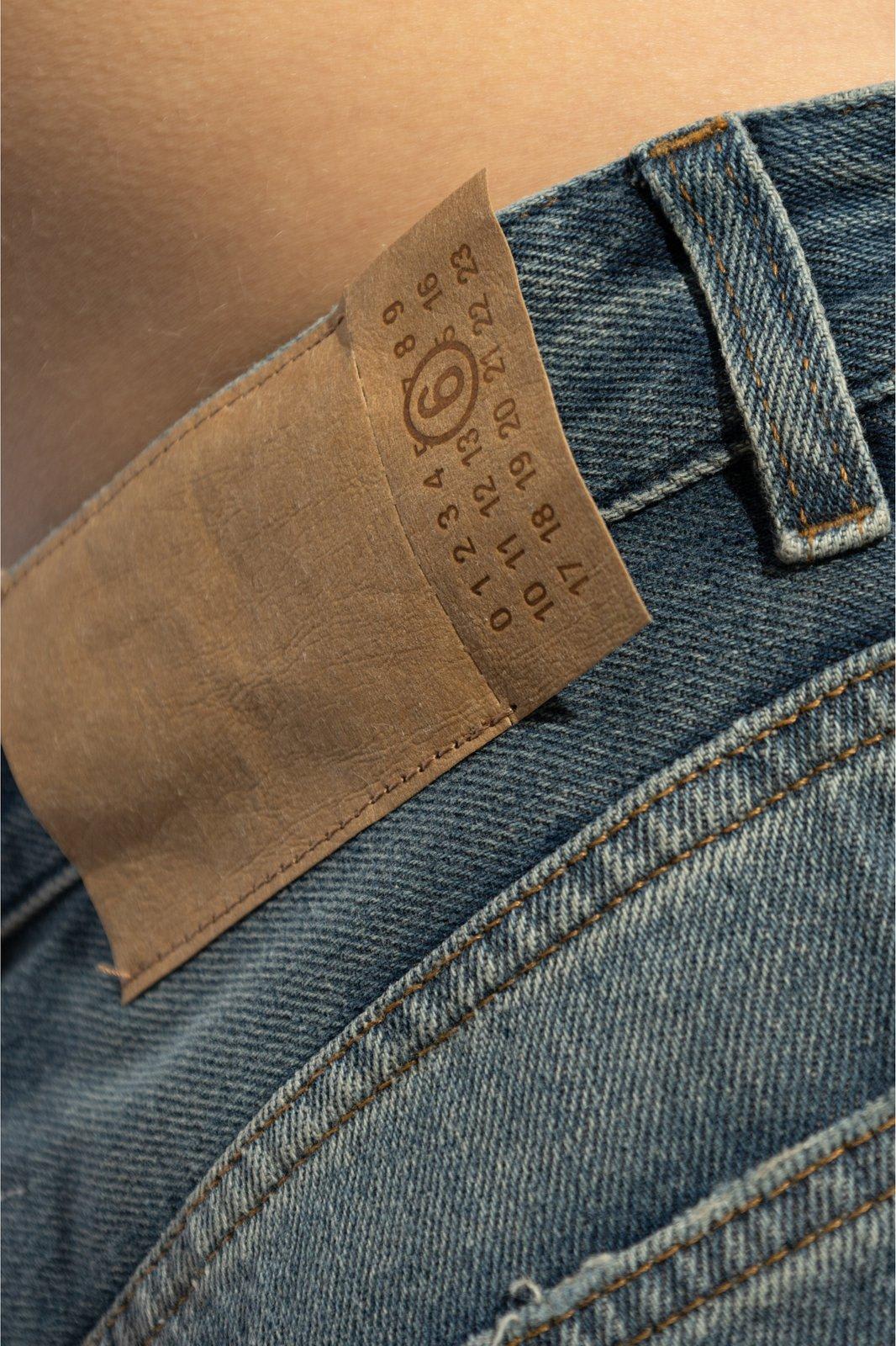 Shop Mm6 Maison Margiela Drawstring Jeans In Clear Blue