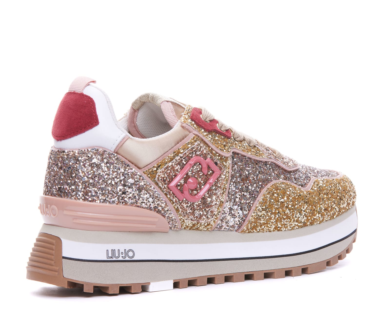 LIU JO: Maxi Wonder sneakers in glitter canvas - Platinum | Liu Jo shoes  4A2391TX069 online at GIGLIO.COM