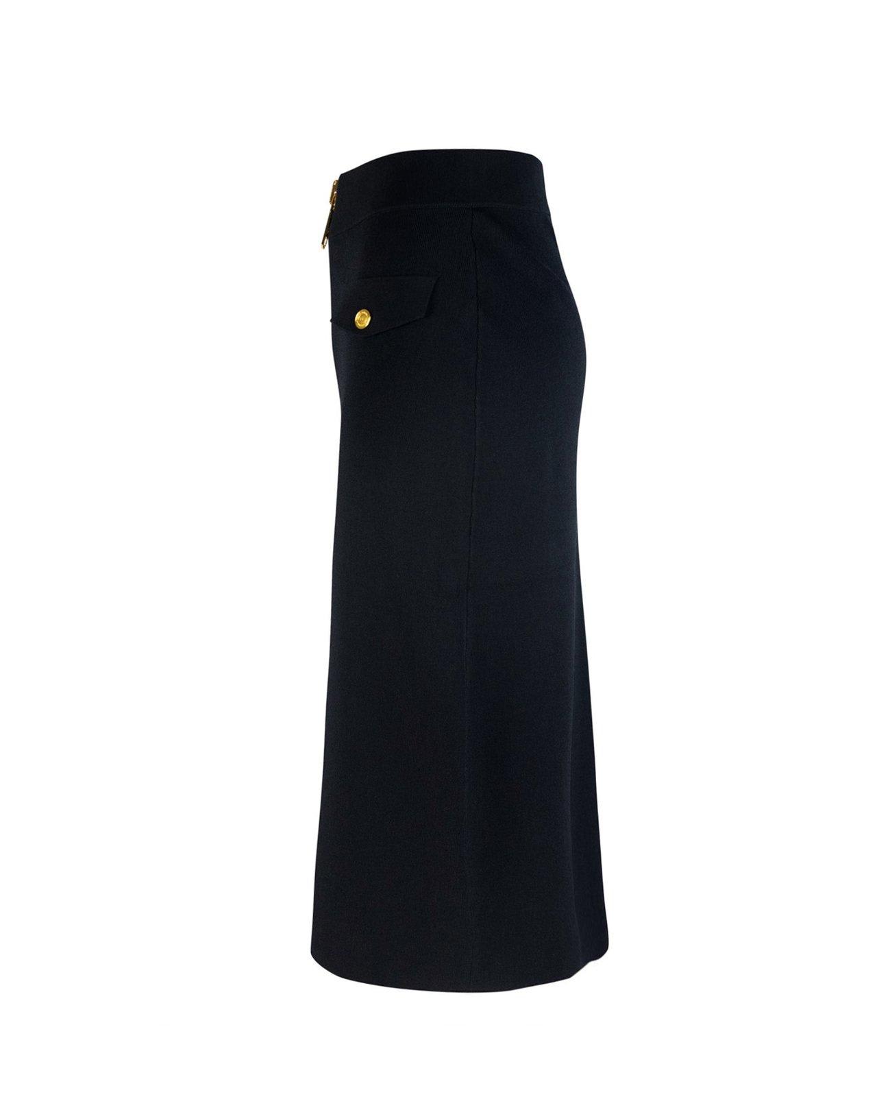 Elisabetta Franchi Gonna Midi In Viscosa Con Zip In Black