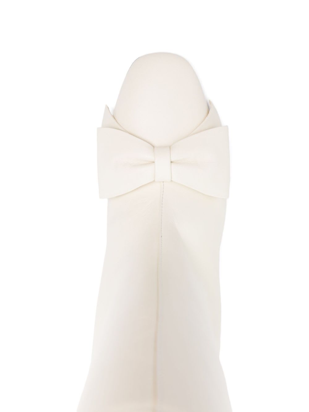 Valentino Leather Mid-calf Boots Featuring Bow Detail In White