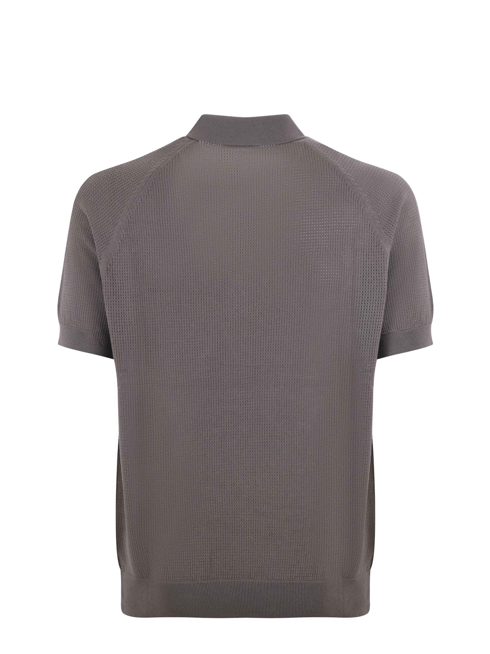 Shop Paolo Pecora Polo Shirt In Cotton Thread In Tortora