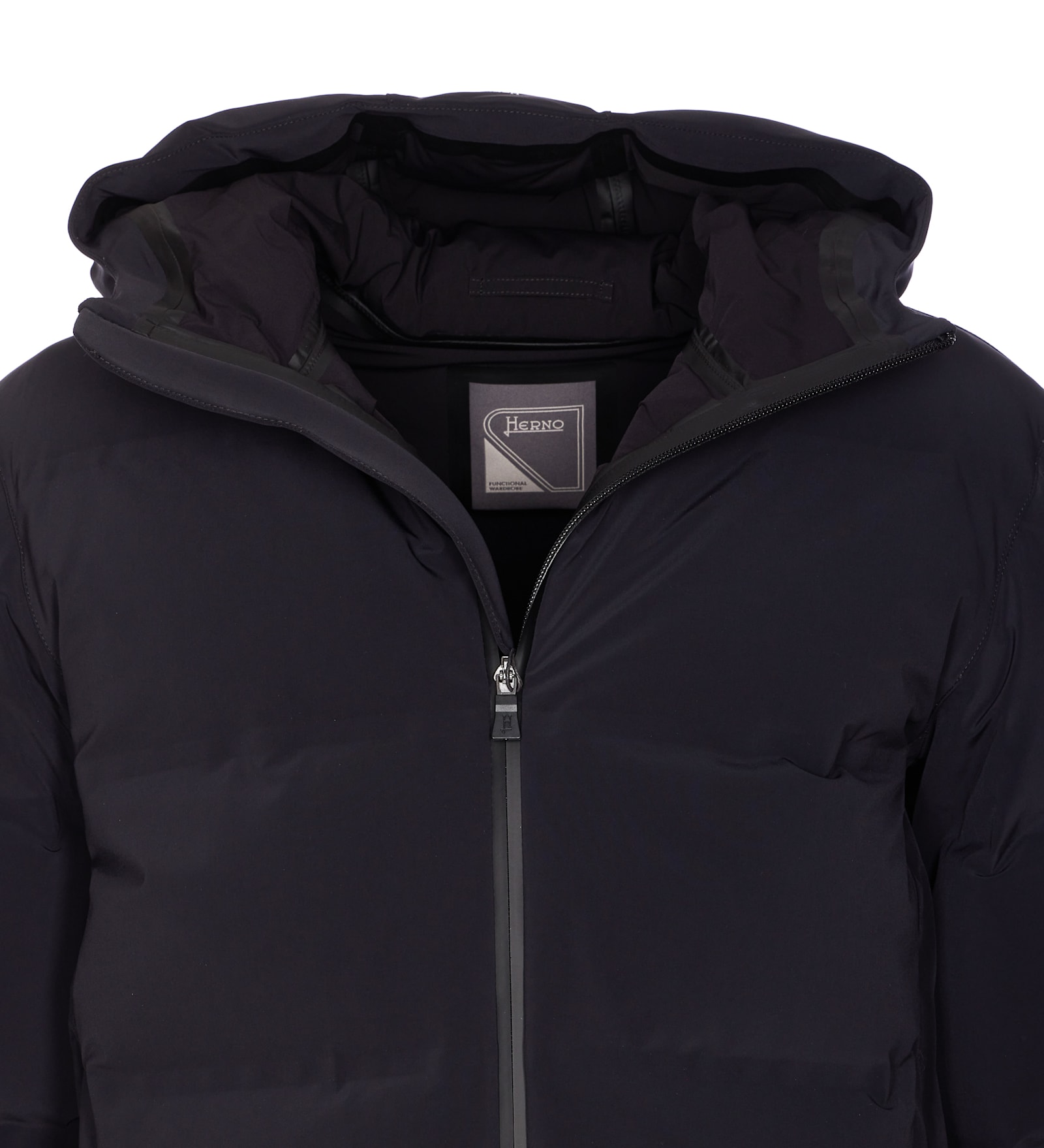 Herno Down Jacket With Hood And Quilted Pattern In Blue