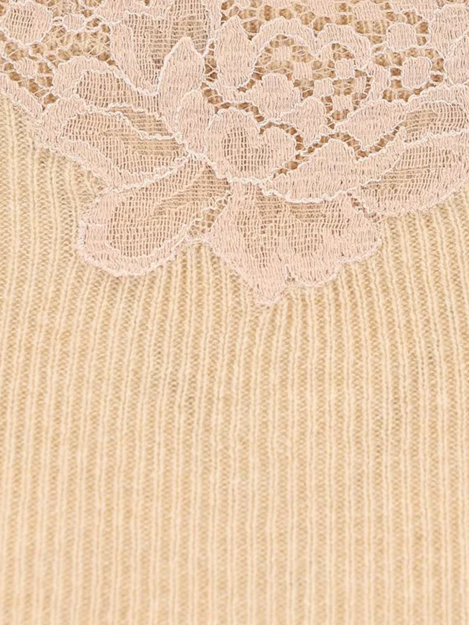 Valentino Cashmere Sweater With Lace And Boat Neckline In Neutral