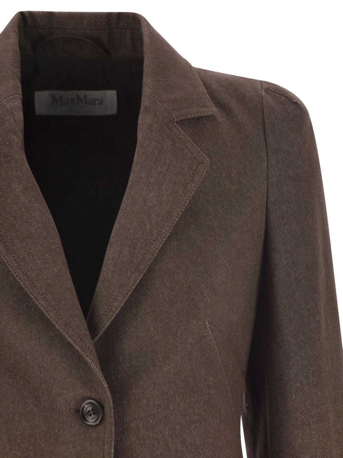Max Mara Agguati Denim Effect Blazer In Brown