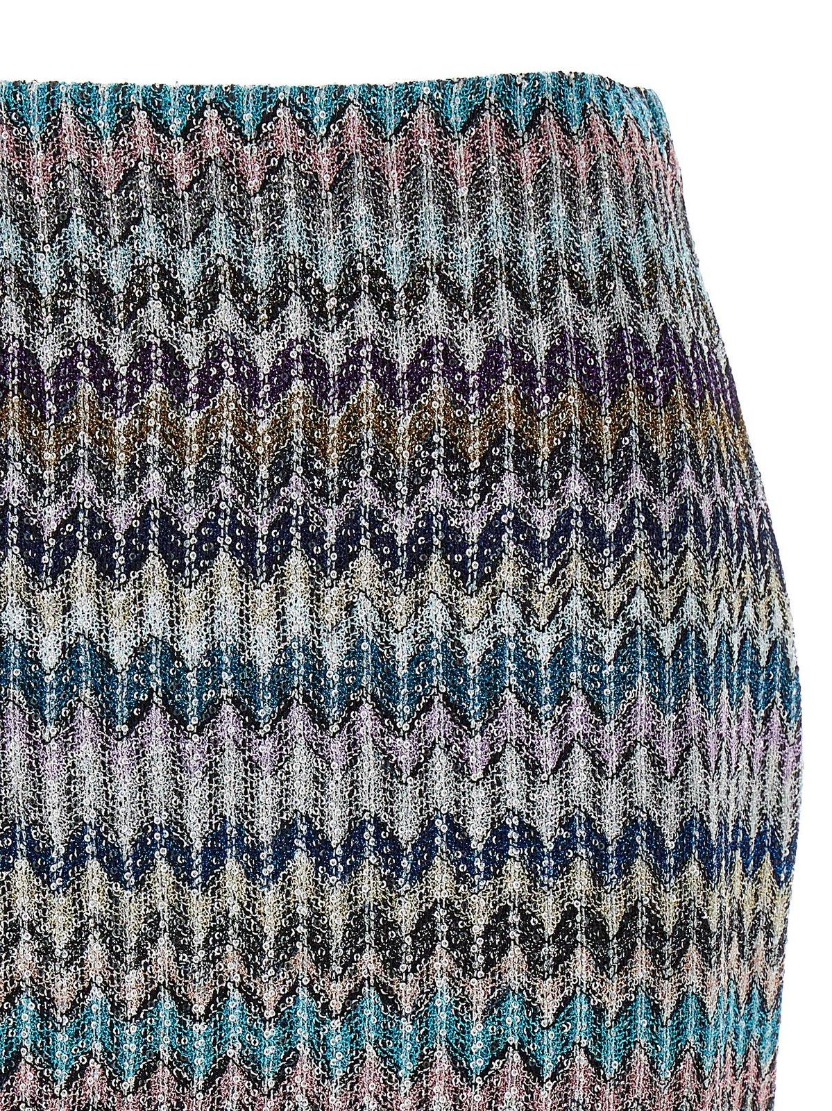 Shop Missoni Zigzag Knitted Mini Skirt In Clear Blue