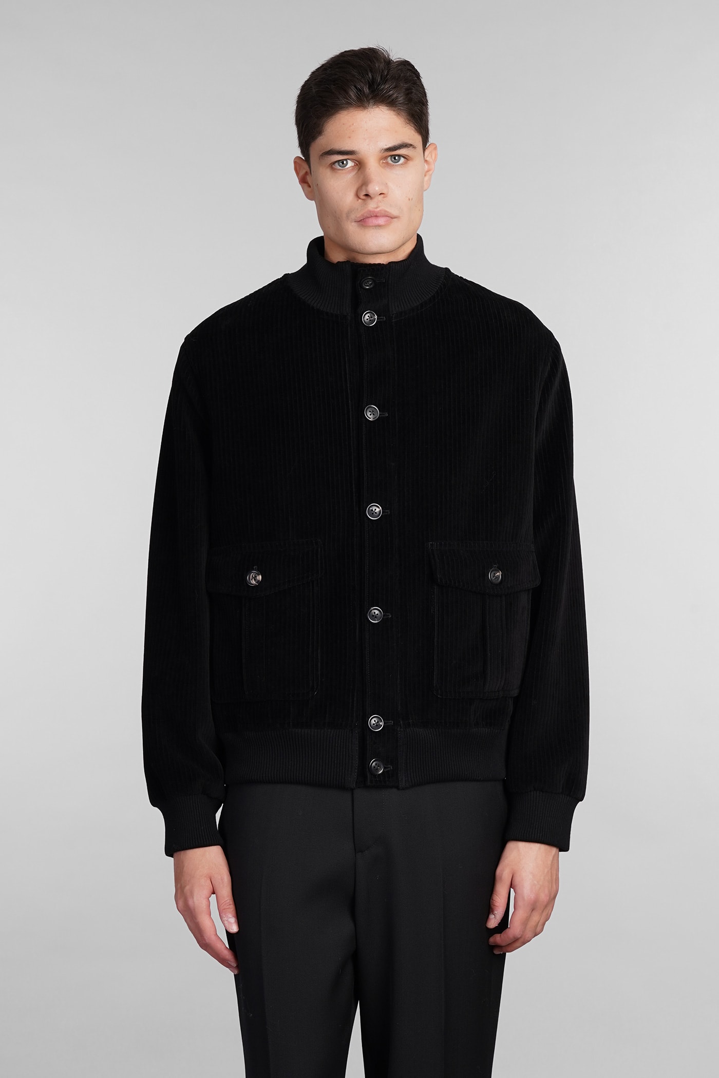 Bomber In Black Cotton