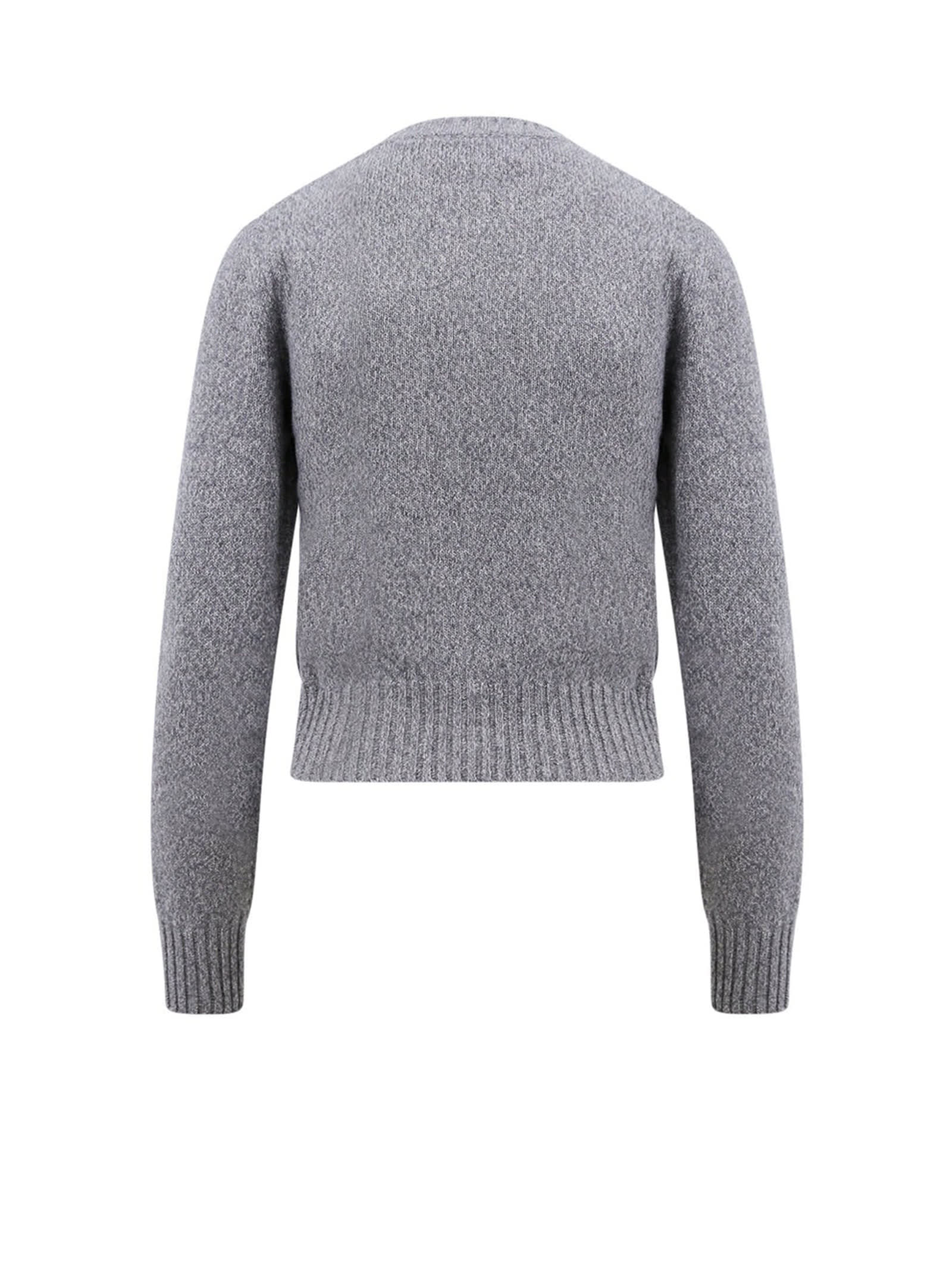 Shop Ami Alexandre Mattiussi Gray Crew Neck Sweater In Heather Grey