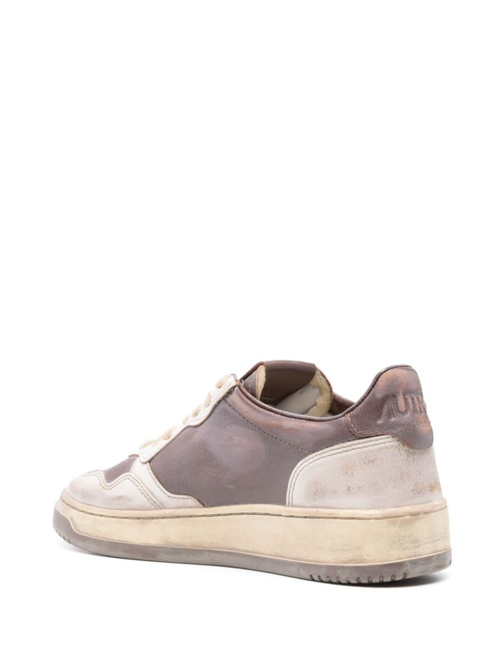 Shop Autry Mud And White Leather Medalist Low Super Vintage Sneakers In Brown