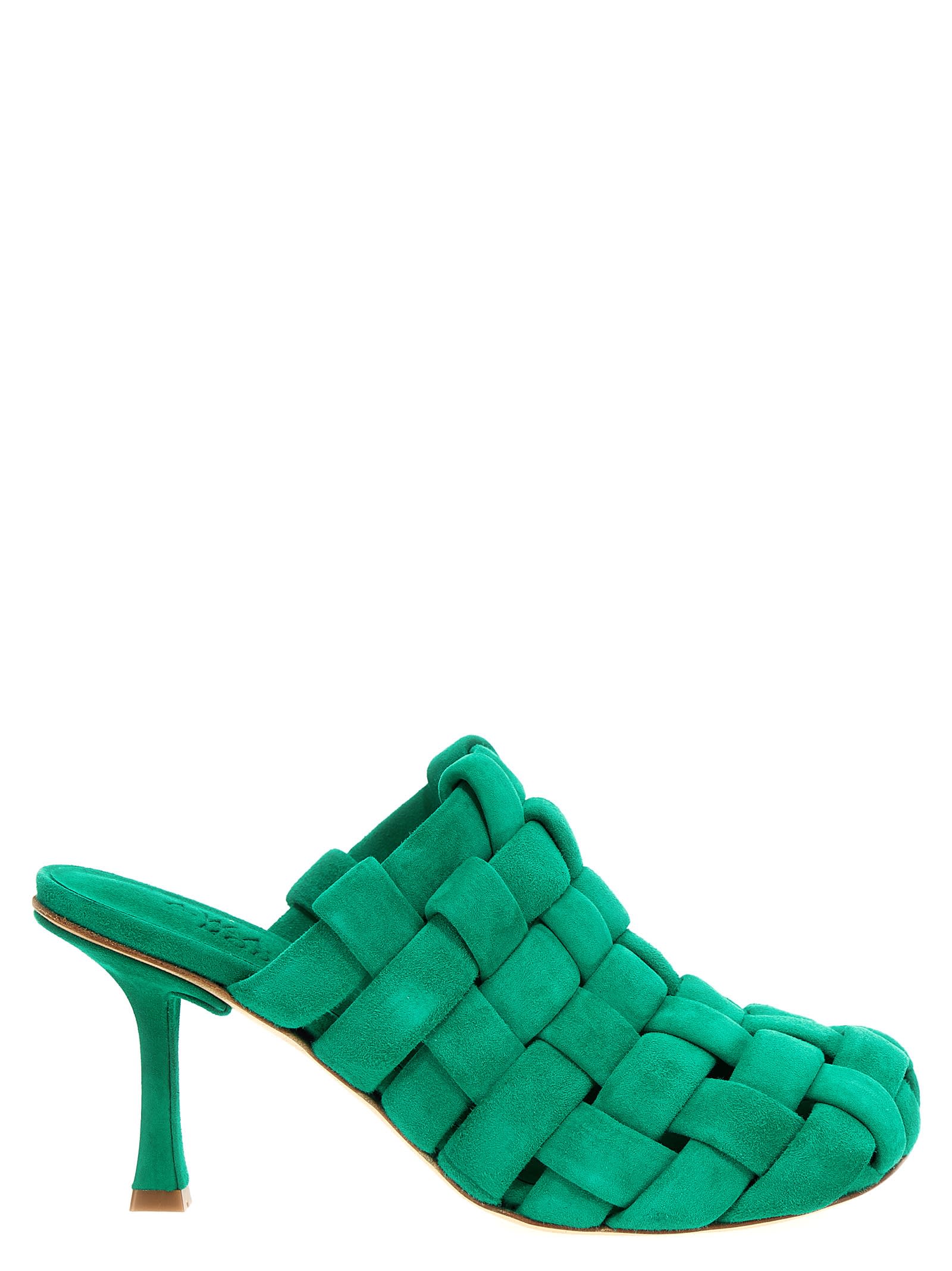 Shop A.w.a.k.e. Wilma Chubby Mules In Green