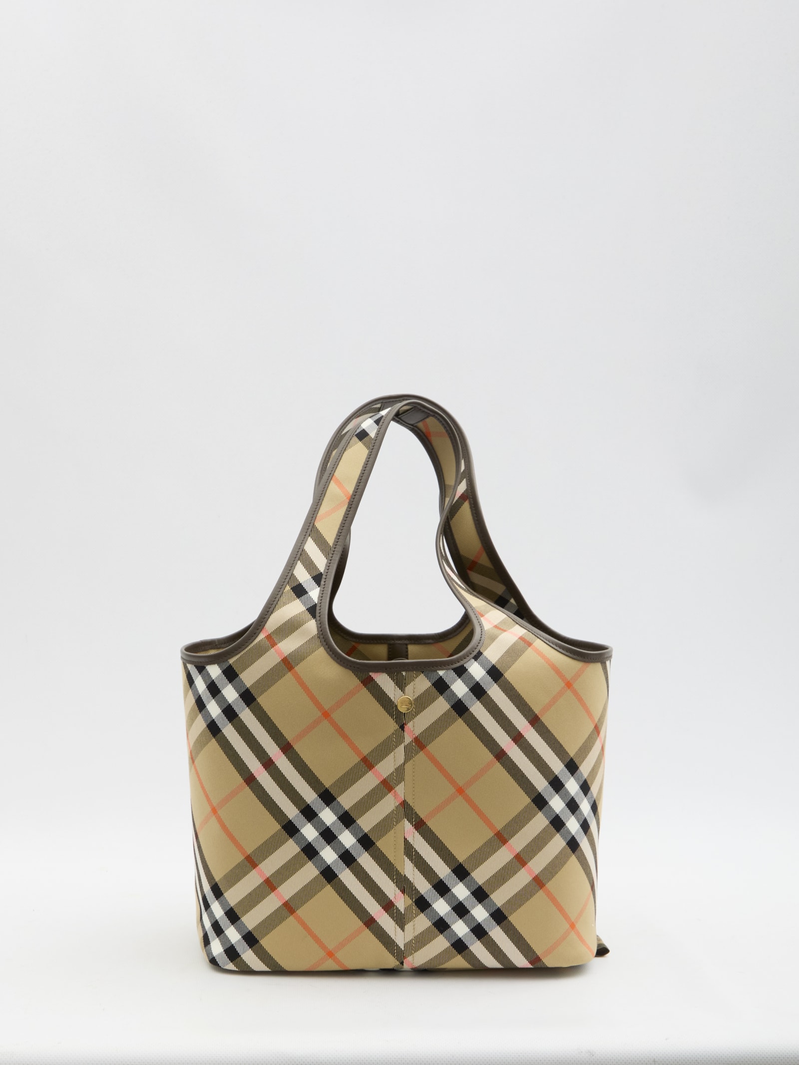 Shop Burberry Small Check Tote Bag In Beige