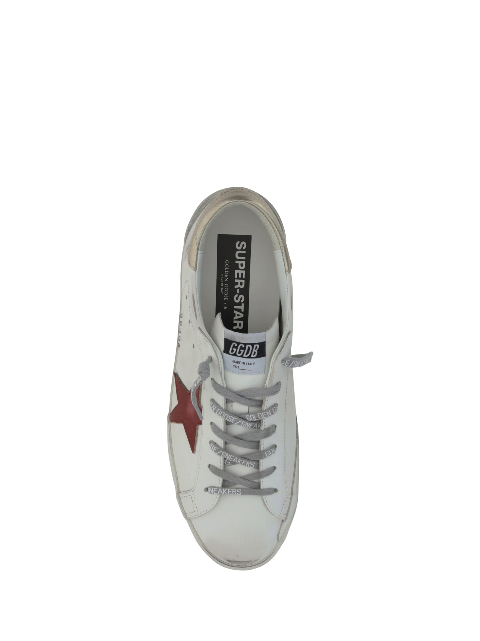 Shop Golden Goose Super-star Sneakers In White/red/platinum/ice