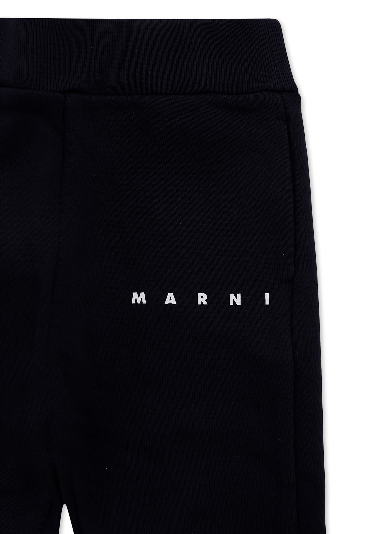 Marni Blue Trousers For Baby Boy With Logo In Black