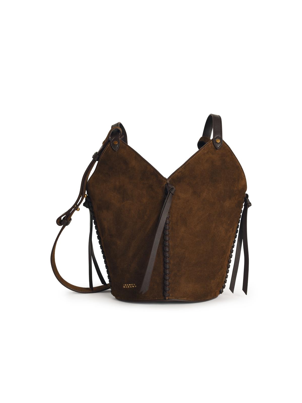 Isabel Marant Mini Bucket Bag With Adjustable Strap And Side Tassels In Brown