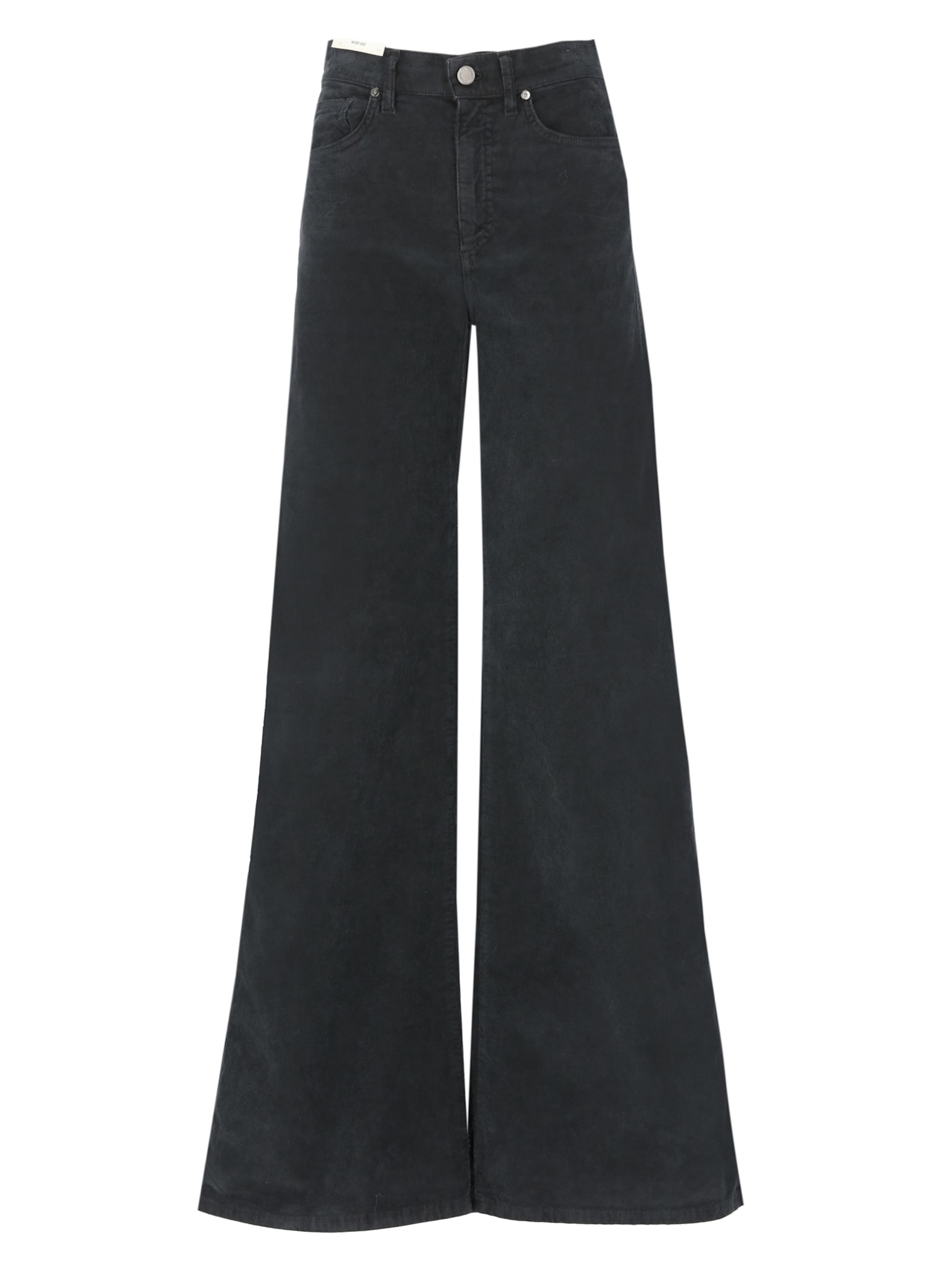 Pt Torino Wide-leg Denim Corduroy Trousers Five Pockets In Black