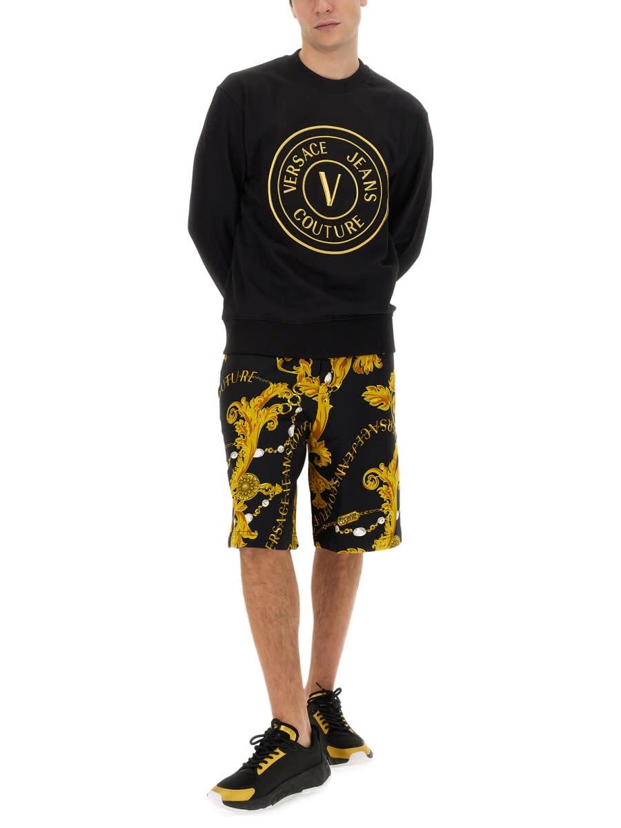 Shop Versace Jeans Couture V-emblem Sweatshirt In Black