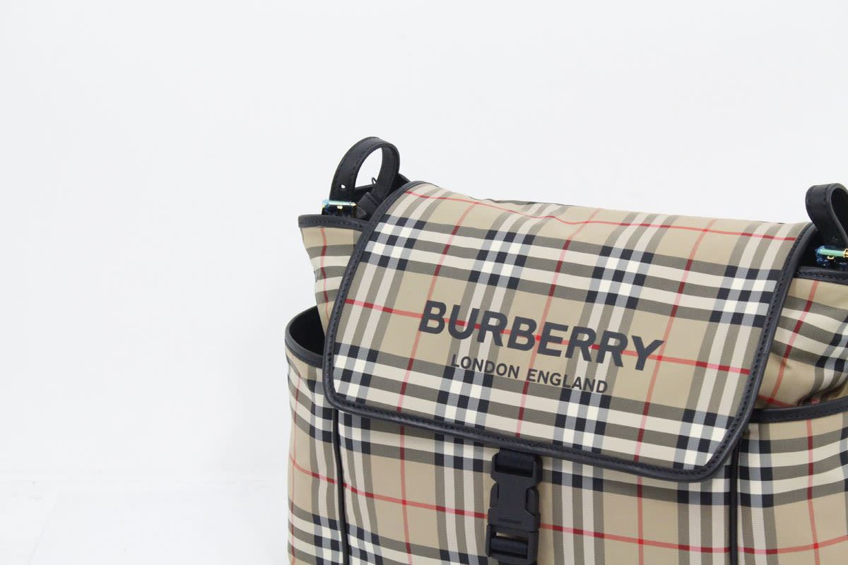 Burberry Shoulder Changing Bag Made Of Nylon With Vintage Check Motif And Logo On The Front