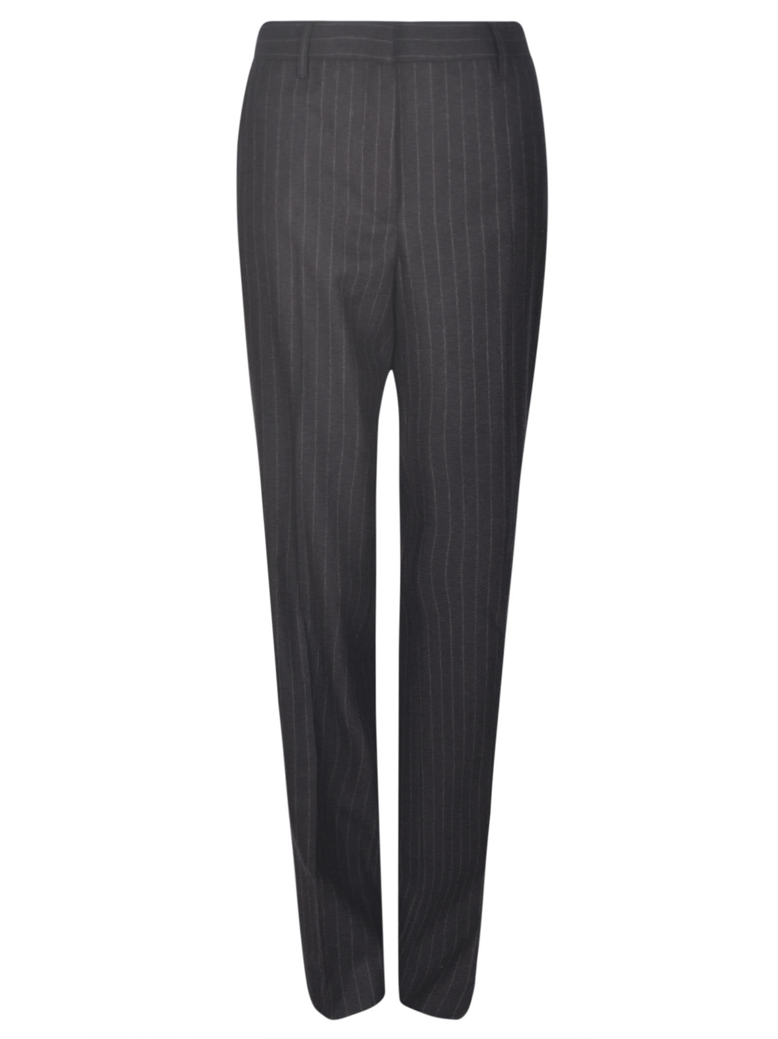 Dries Van Noten Straight Leg Striped Trousers In Anthracite