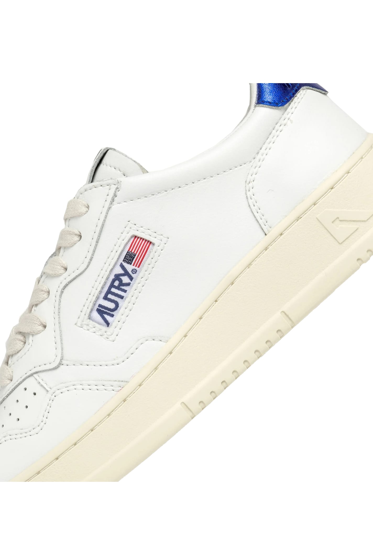 Autry White Leather Low Top Sneakers In Blue