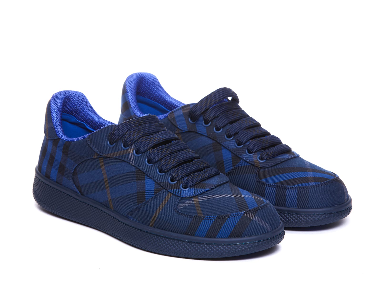 Burberry Men Check Terrace Sneakers In Blue