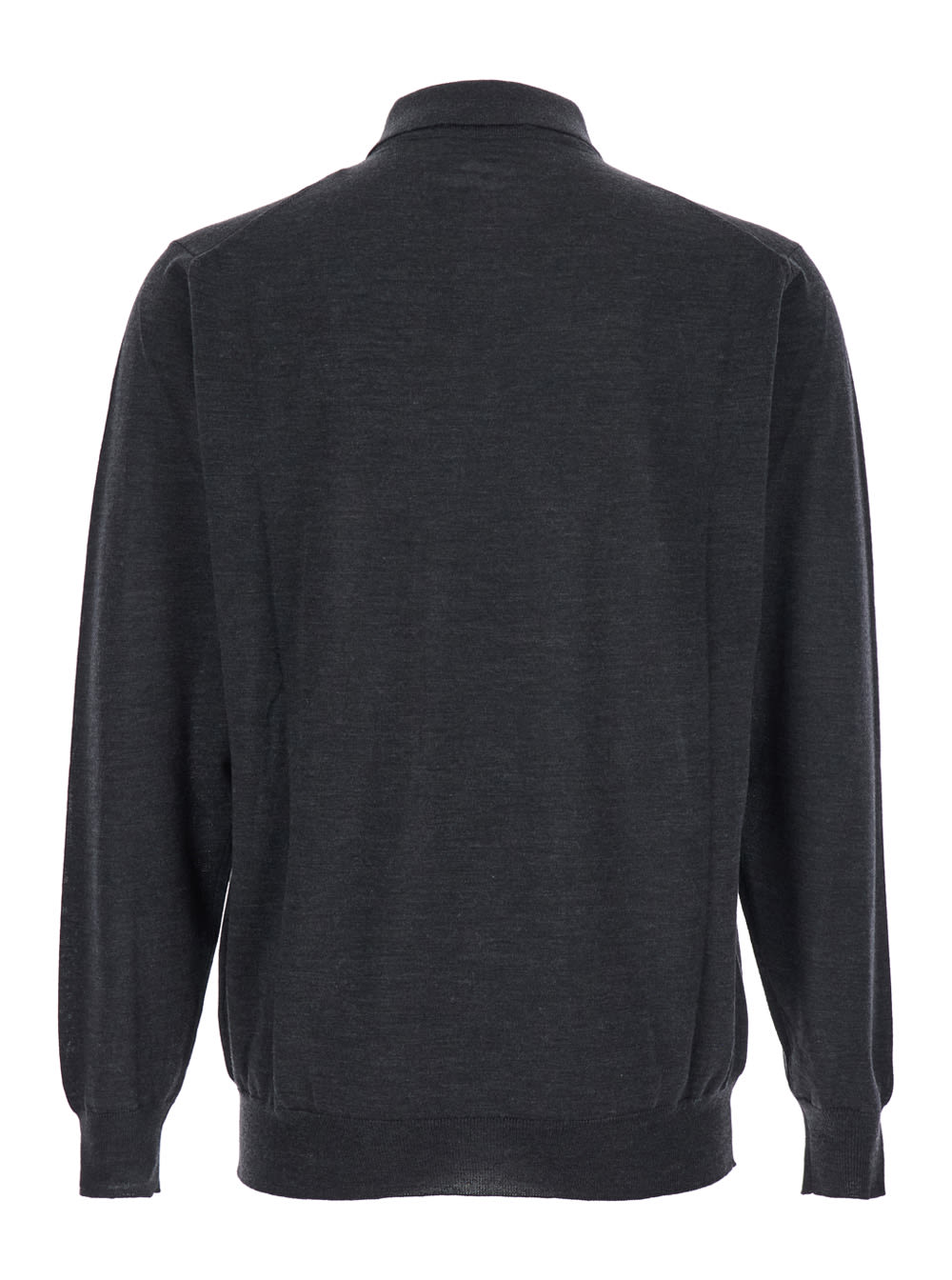 Lardini Blue Polo With Classic Collar And Long Sleeves In Cotton And Silk Blend Man In Blue