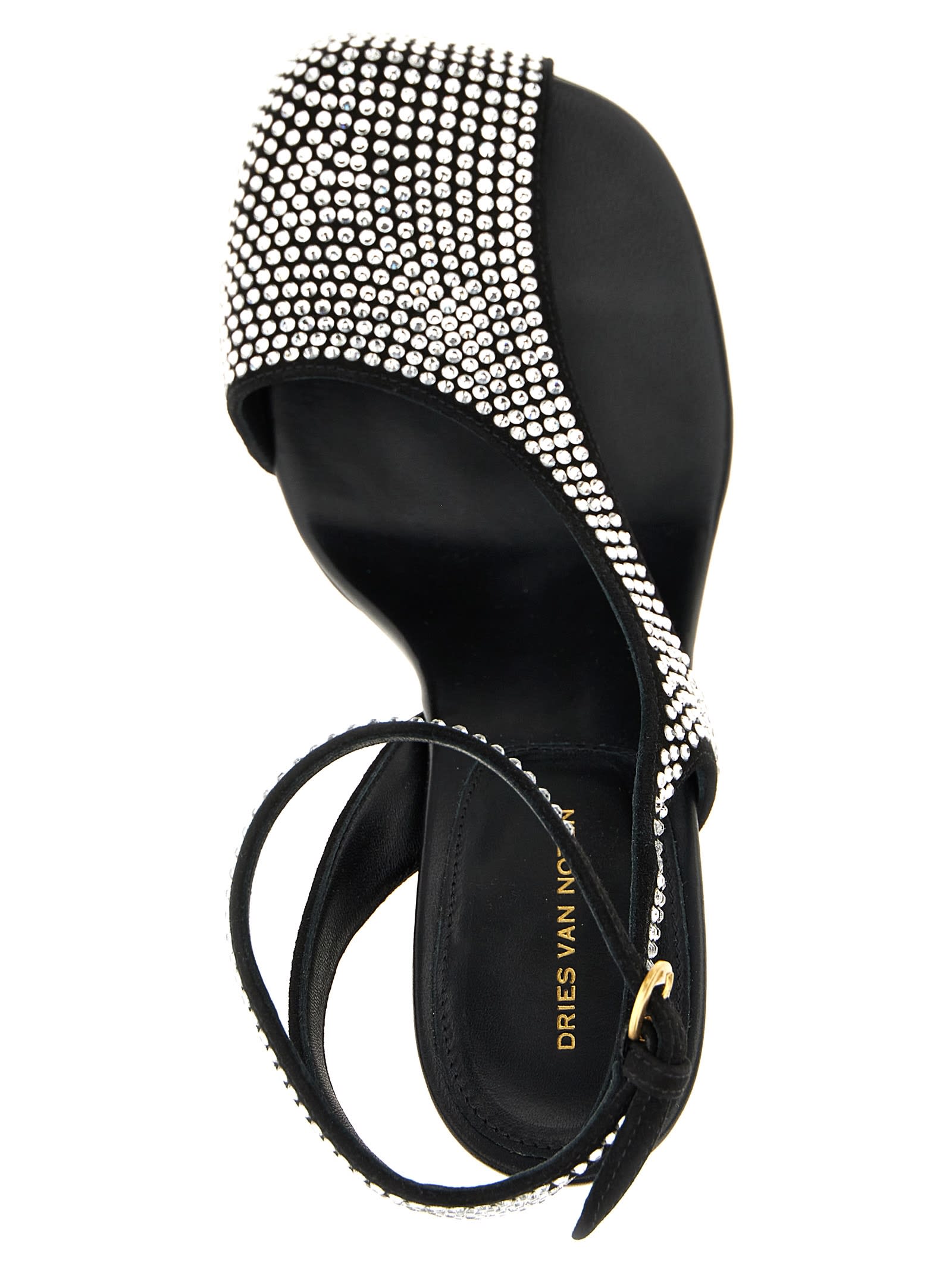 Shop Dries Van Noten Crystal Sandals In Black