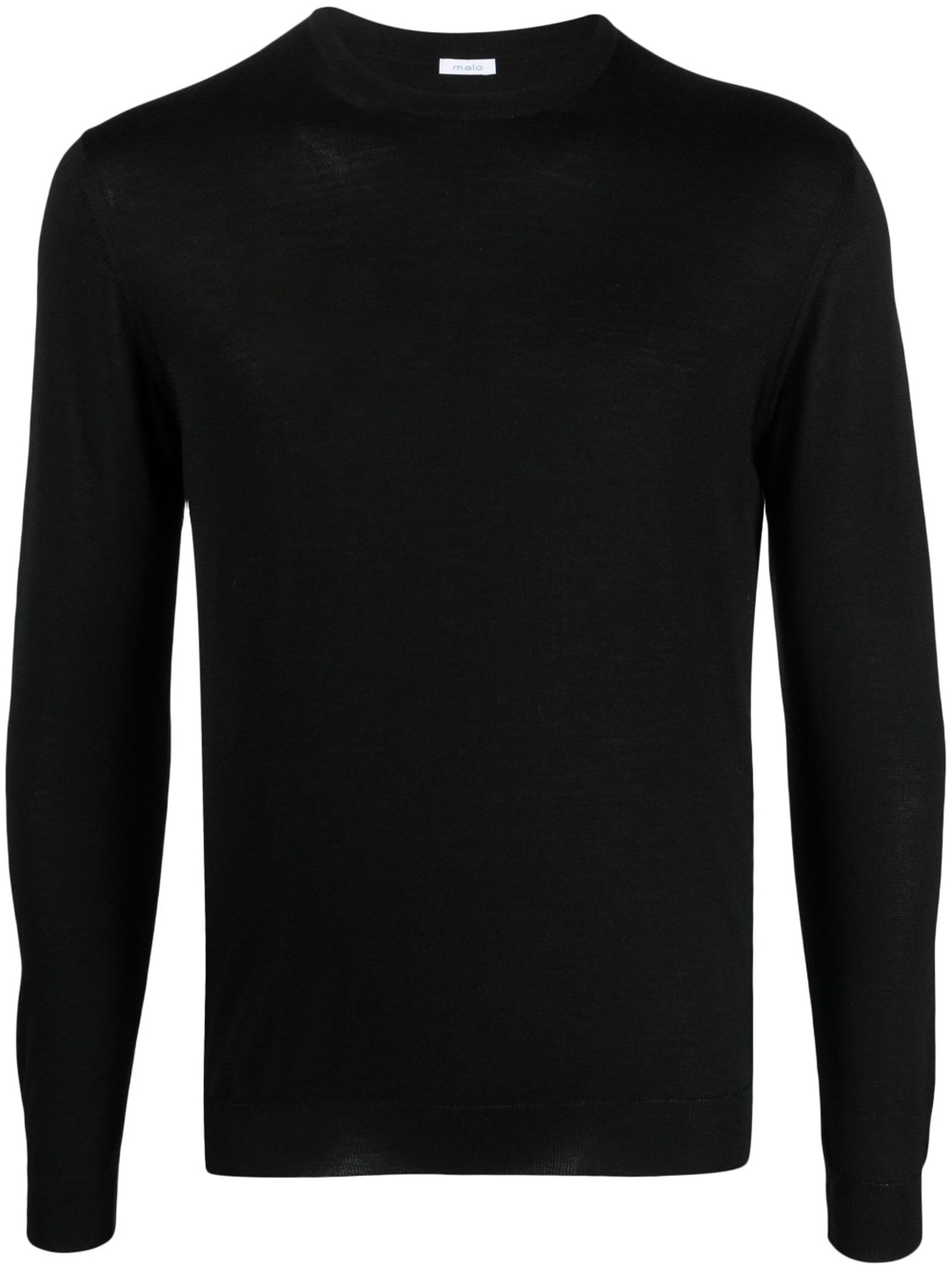 Shop Malo Black Cashmere-silk Blend Jumper