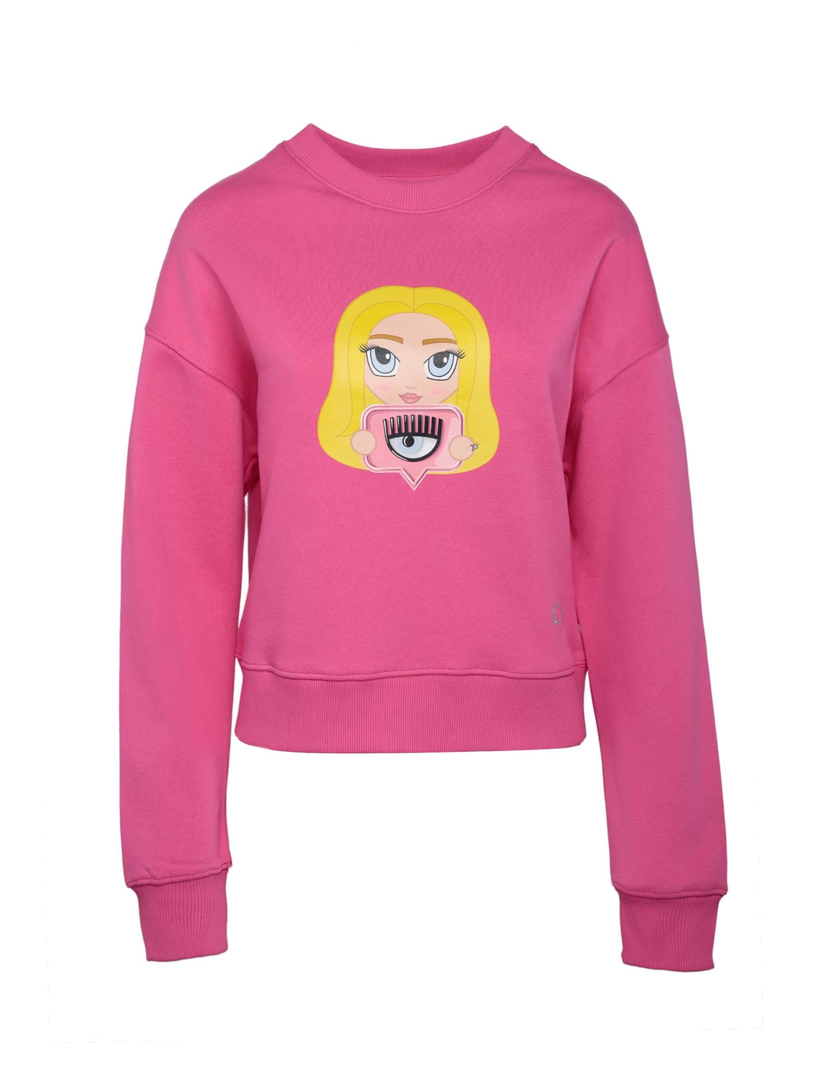 Chiara Ferragni Cotton Sweatshirt With Eyelike Mascot Print