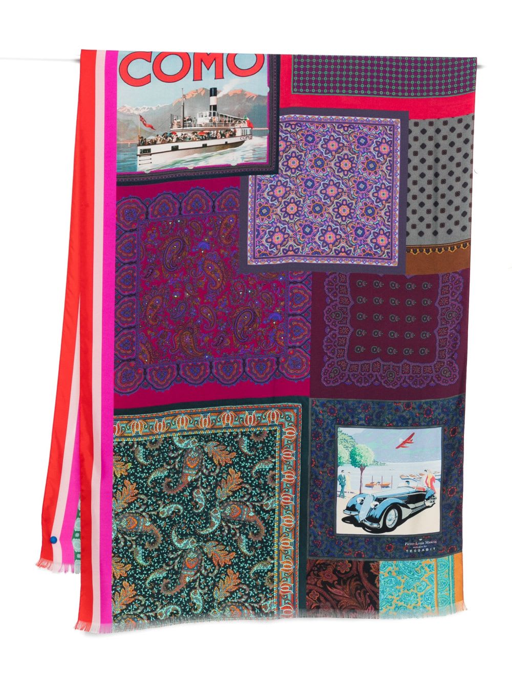 Pierre-louis Mascia Lago Di Como Silk Printed Scarf In Purple