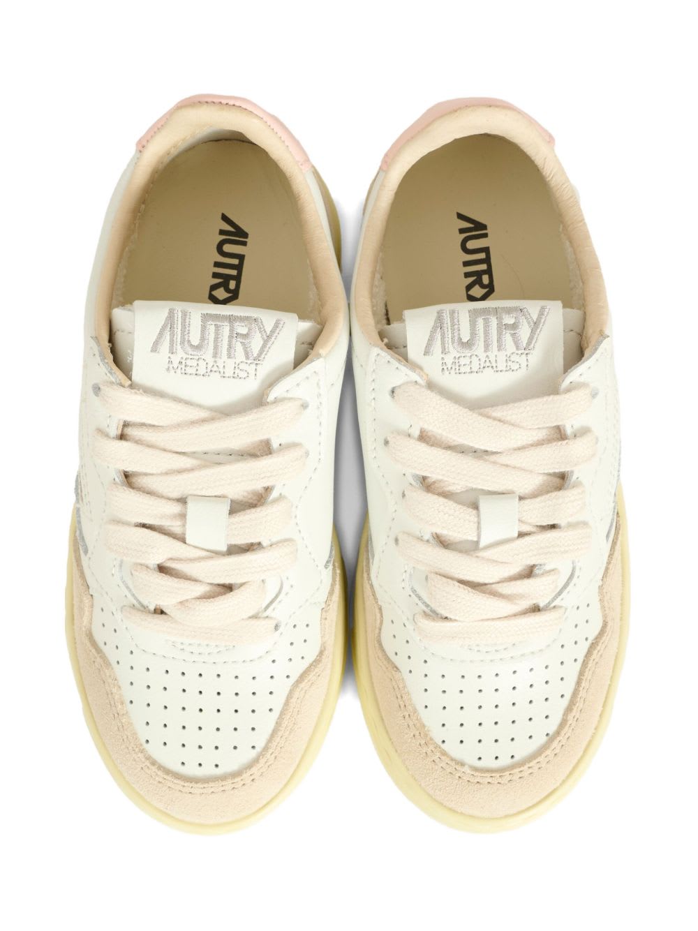 Autry Kids Medalist Perforated Leather Sneakers In Neutral