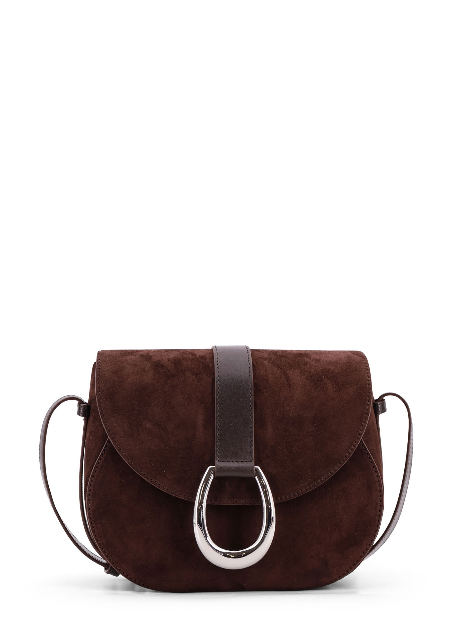 Staud Bella Saddle Suede Crossbody Bag In Brown
