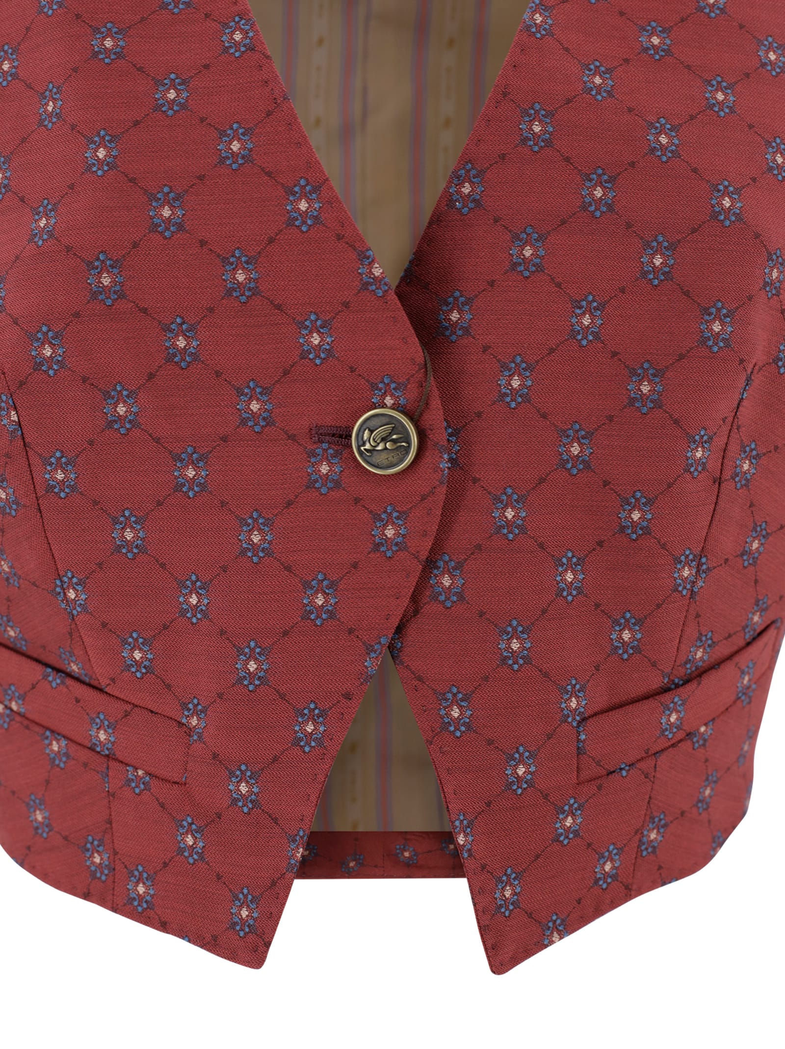 Etro Patterned Single-buttoned Vest In Multi