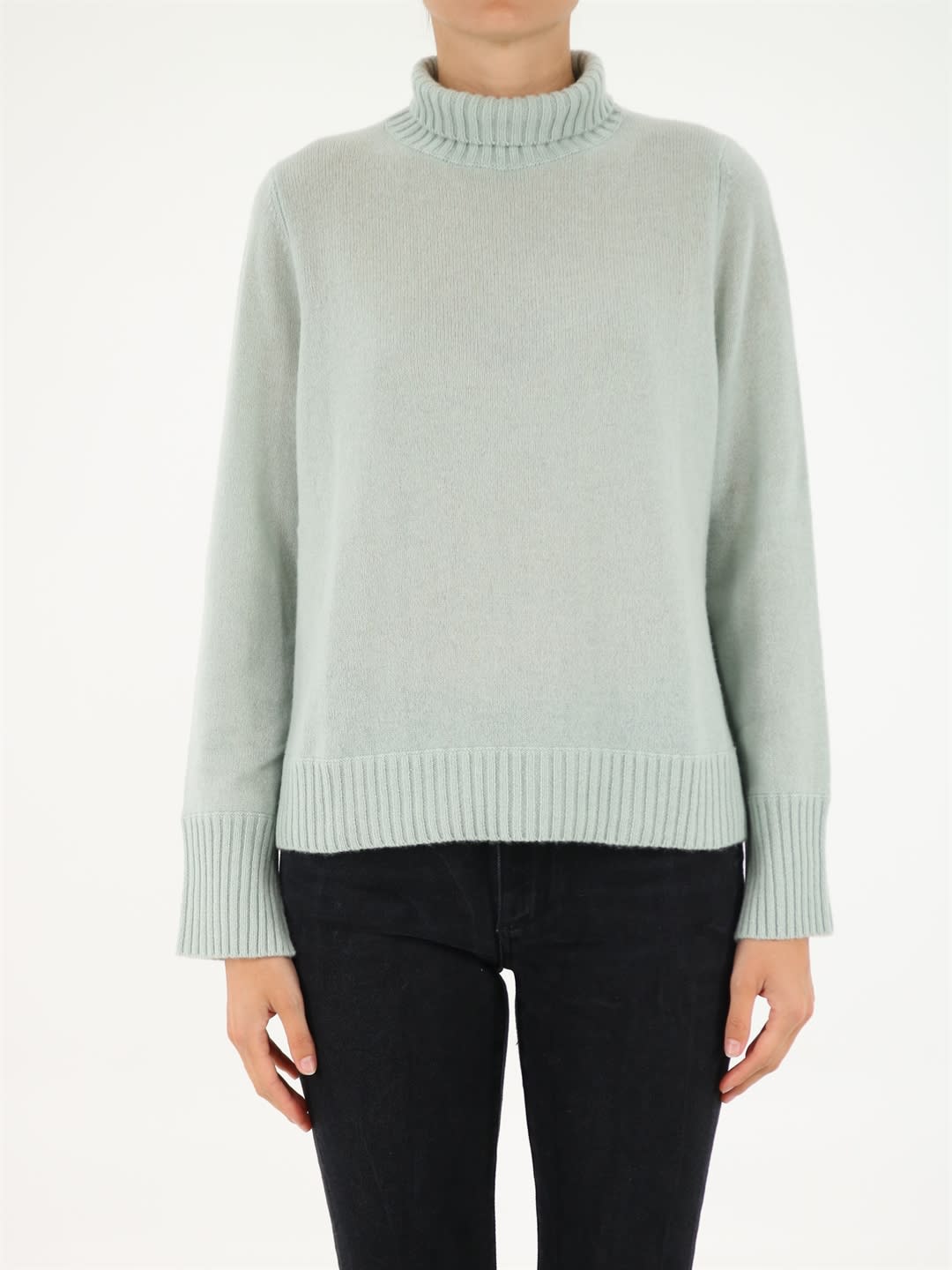 Allude Pastel Green Turtleneck Sweater