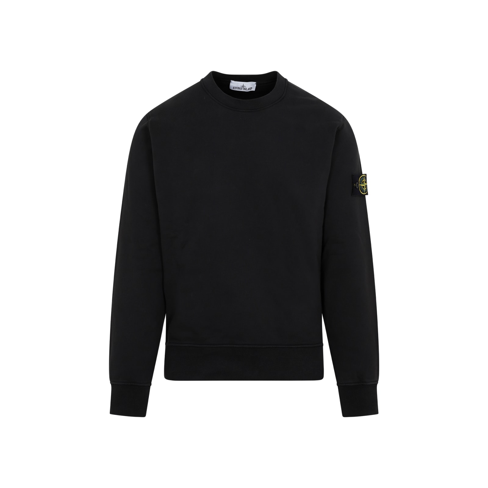 Shop Stone Island Compass Patch Crewneck Sweatshirt In Black