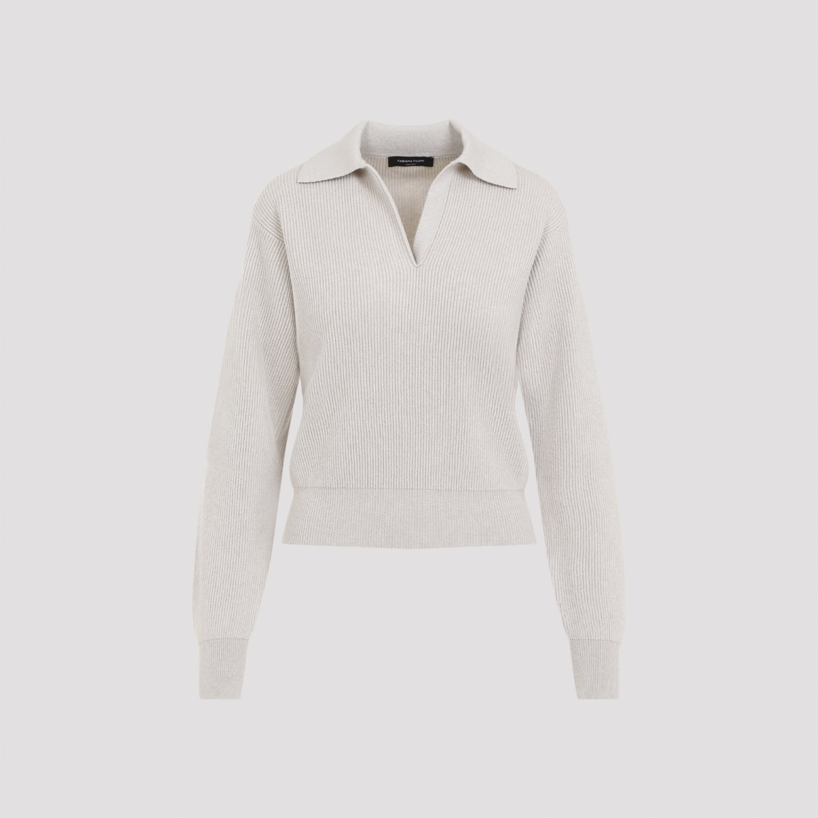 Shop Fabiana Filippi Polo Neck Sweater In Greige