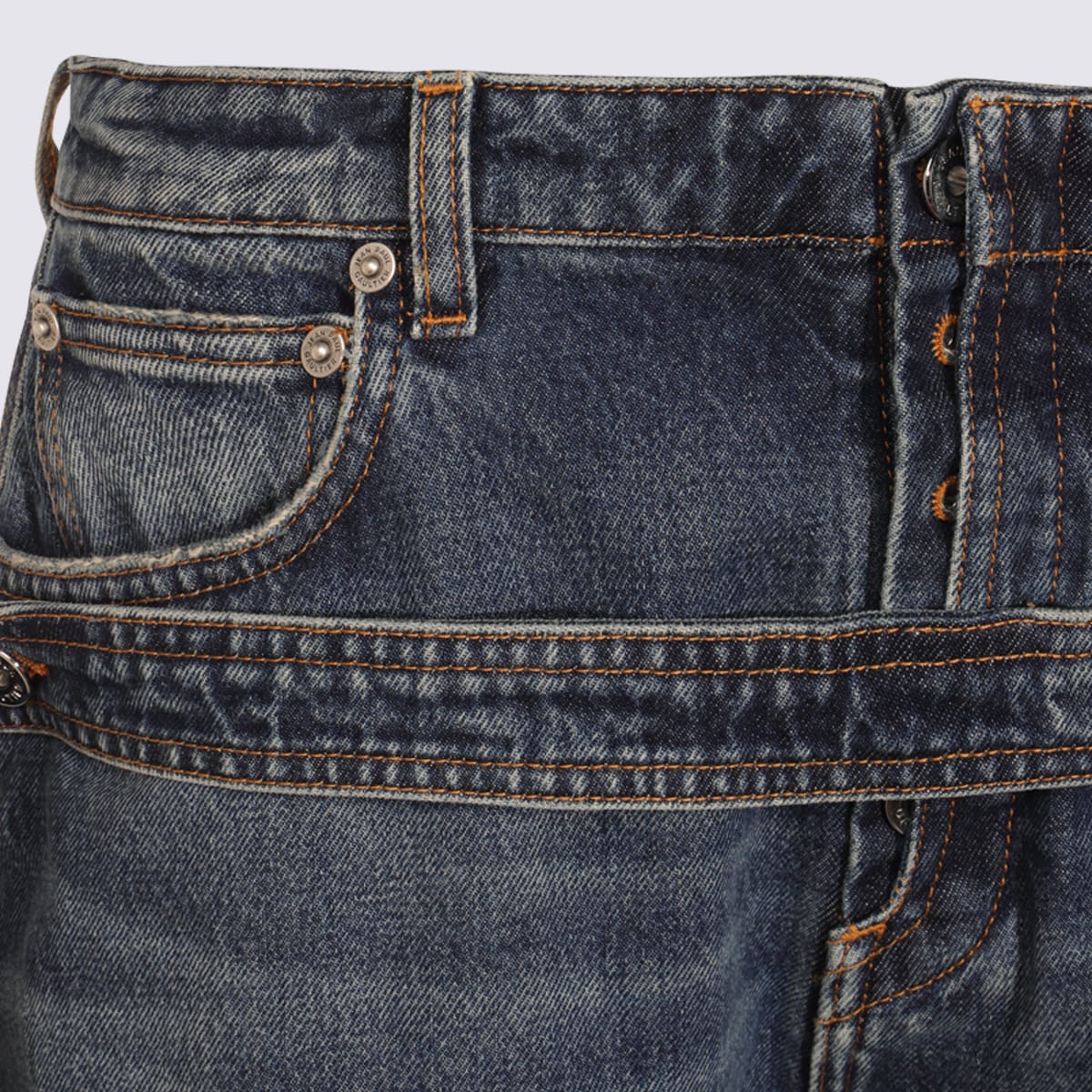 Jean Paul Gaultier Waistband Jacket With Pockets And Collar In Blue