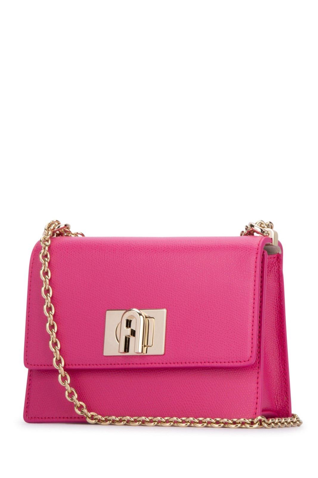 Shop Furla Logo Plaque Foldover Top Crossbody Bag In S Pop Pink